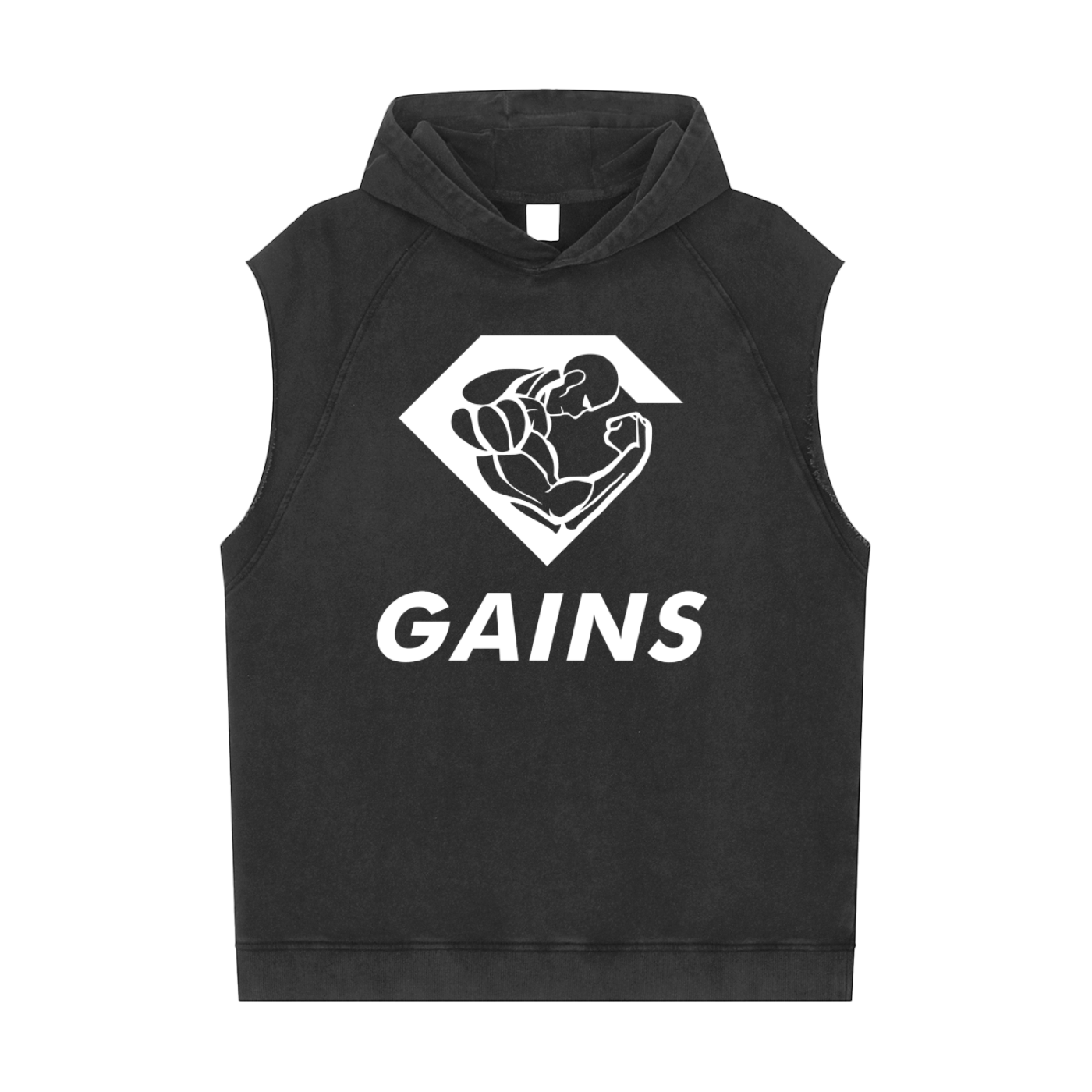 Gains U Snow Washed Sleeveless Hoodie